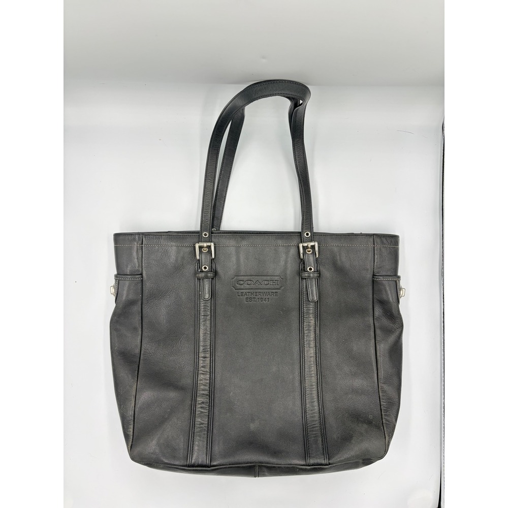 Coach Hamptons Black Leather Tote Bag Shoulder Bag 5128